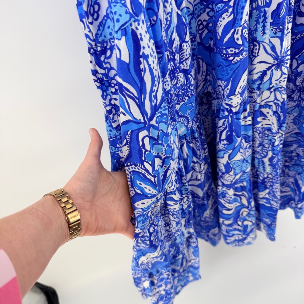 Lilly Pulitzer Kawai Swing Mini Dress in Blue Tang Flocking Fabulous - Picture 4 of 6